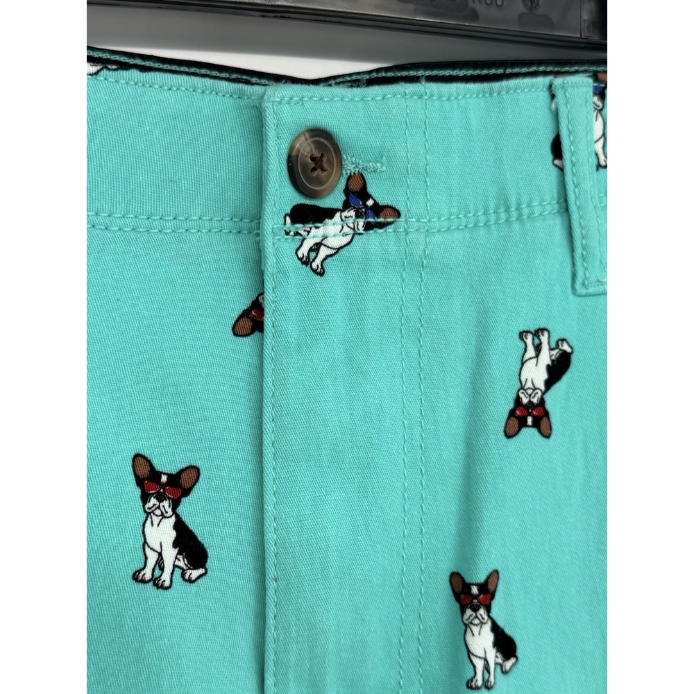 Plugg Flex Mens Sz 30 French Bulldog Bermuda Shorts Teal Green Flex Waist Dog - Picture 5 of 9